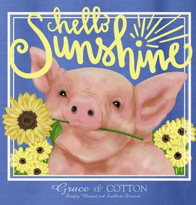 "Hello Sunshine"- Comfort Colors Flo Blue